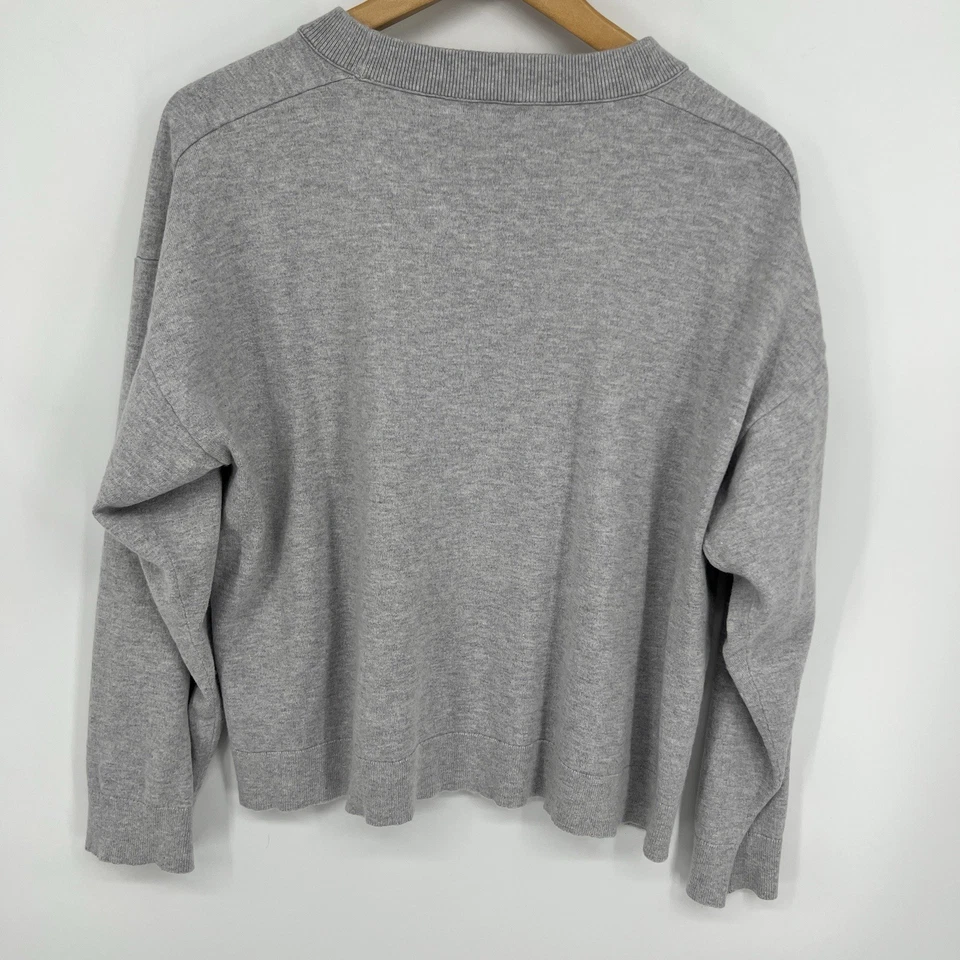 Suéter recortado tejido suave para mujer J.Crew XL gris algodón cachemir Foto 3 de 4