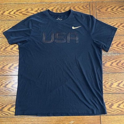 Nike Team USA Olympic Reveal Tri-Blend T-Shirt Gold Swoosh Raised Logo Size XL