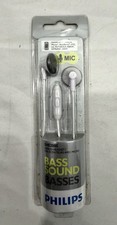 Philips Bass Sound SHE2005 Earbud Headset w/ Mic, White