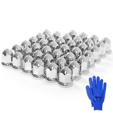 40Pcs Lug Nut Covers 33mm Bullet Flanged ABS Chrome Plastic Anti-Rust Push-on Nu