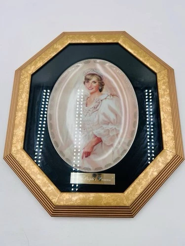 Vintage Porcelain PRINCESS DIANA In Golden Frame Plate
