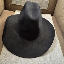 Vintage Larry Mahan x Resistol Black Felt Hondo USA Made Cowboy Hat 6 7/8