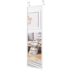 Costway Full Length Wall-mounted Mirror With Height Adjusting Hooks-white