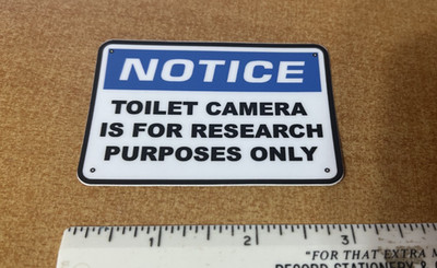 Toilet Camera is for research purposes only funny Sticker Vinyl Decal Warning
