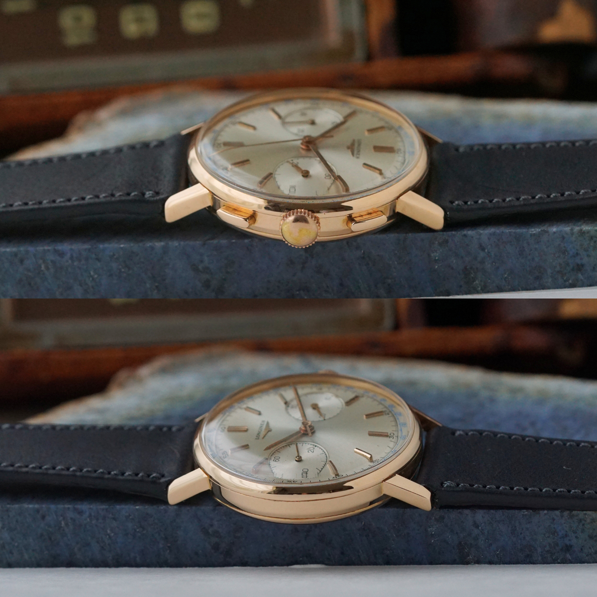Longines Vintage 7414 Chronograph 30CH Flyback 18k Rose Gold w