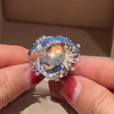 Planet Orbit Zircon Adjustable Ring Womens Fashion Jewelry
