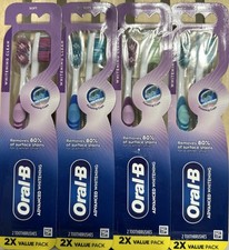 8 Pack: Oral-B Advanced Whitening Manual Toothbrush Soft Bristles 2ct Value Pack