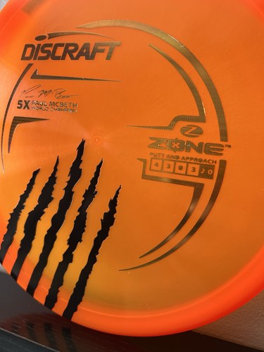 NEW Orange Discraft Z Zone 173-4g 5x World Champion Paul McBeth Claw Stamp RARE - Picture 2 of 3