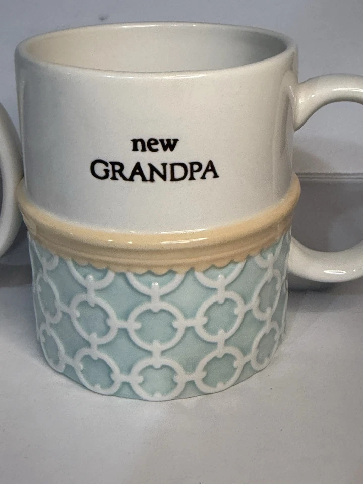 New Grandpa New Grandma Ceramic Coffee Mugs 12 oz  Blue Yellow Grasslands Road - Image 3 of 4