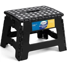 Folding Step Stool with Non-Slip Surface and Portable Handle for Adults and