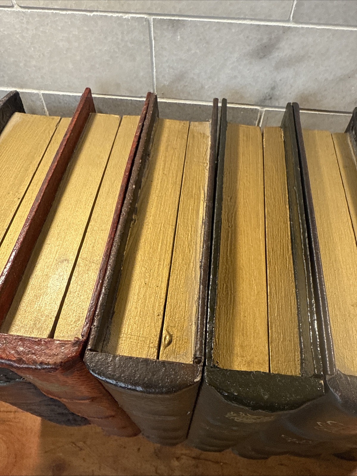 Decorative Faux Books Storage Boxes Wood Felt Lined Hollow Book Hide Lot Of 7