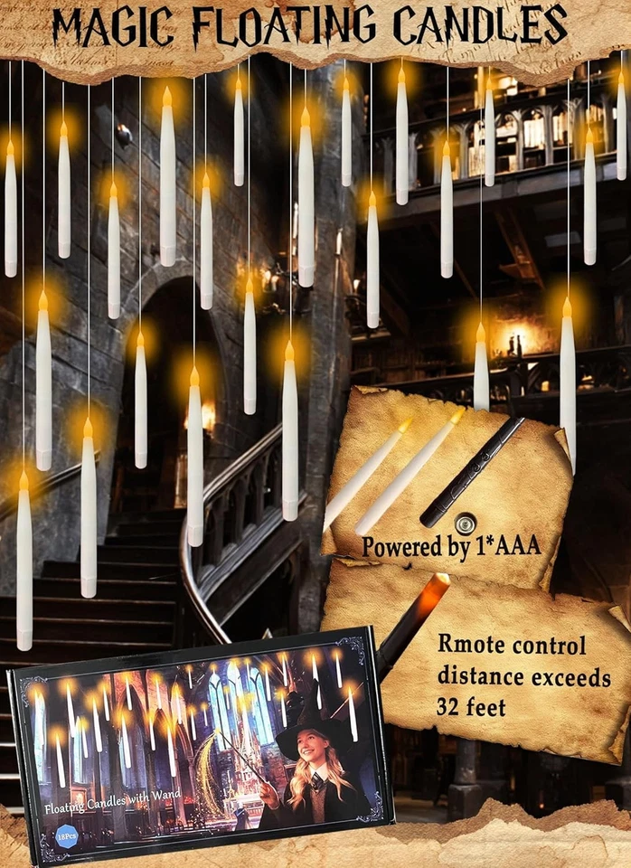 Velas flotantes de 18 piezas con control remoto de varita mágica, a pilas sin llama...  Foto 4 de 4