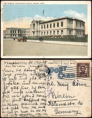 Postcard Boston ART MUSEUM, HUNTINGTON AVENUE, 1930