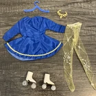 Vintage Barbie Size 1960s Outfit Set -  Blue Skate Dress W Accessories
