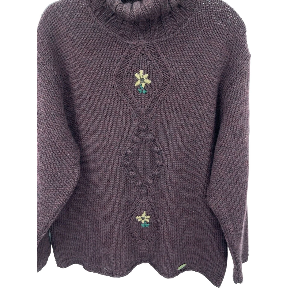 Suéter Giesswein Vintage Mujer 40 EE. UU. 10 Lana 3D Grueso Tejido Jersey Cuello Alto Foto 3 de 4