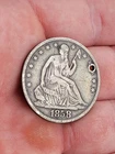 1858-O Seated Liberty Half Dollar Holed