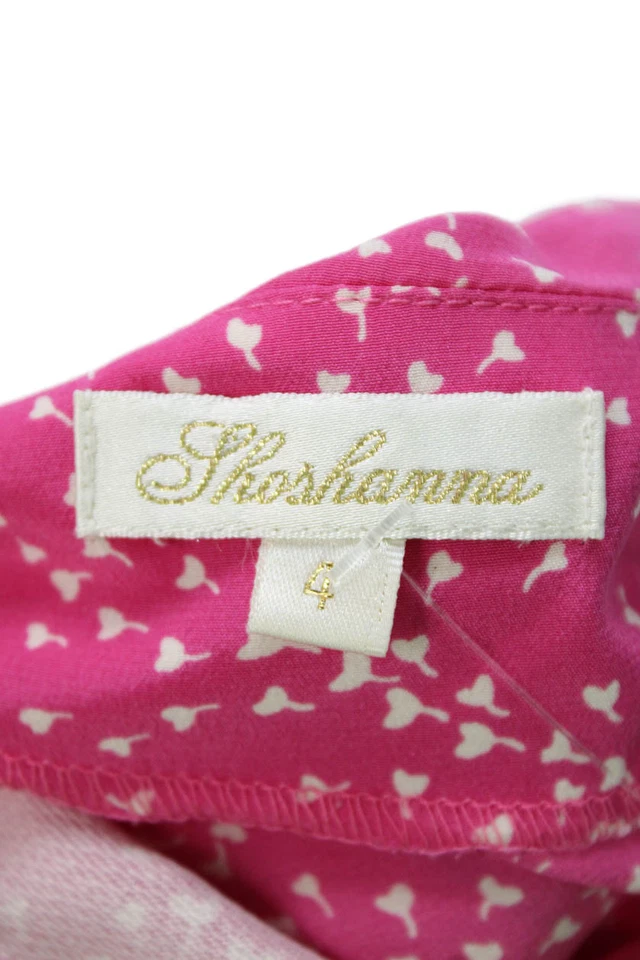 Regata feminina Shoshanna de seda floral estampa manchada sem mangas rosa tamanho 4 - Imagem 4 de 4