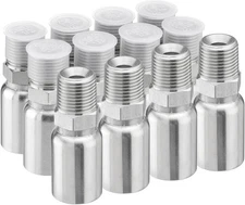 Racewill 12 Pack 1/2" Hydraulic Hose Fittings, 1/2" I.D. Hose x 1/2" NPTF Male