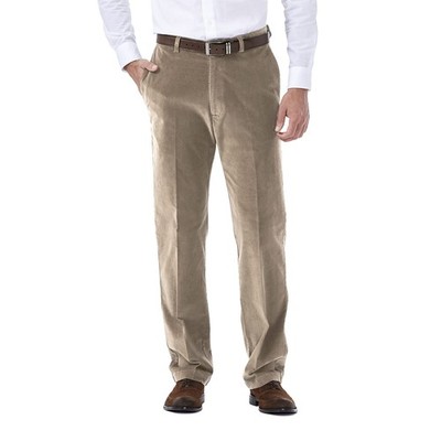 Haggar mens Stretch Corduroy Expandable Waist Classic Fit Flat Front Casual