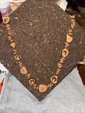 Vintage 70s Boho Tagua Nut Seed Necklace 16  Natural Beads Earthy Hippie