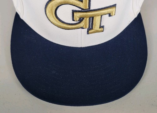 Georgia Tech Yellow Jackets Fitted Hat Cap White Blue Adidas Sz 7 1/2 - Picture 2 of 15
