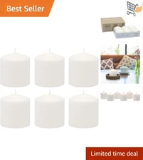 White Pillar Candles 3x3 Inch Unscented Long Burn 18 Hour Bulk Pack of 6