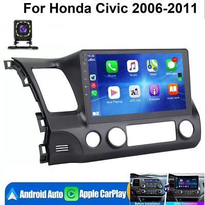 Car Stereo Radio For Honda Civic 2006-2011 Apple CarPlay Android 13 GPS NAV WiFi