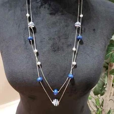 Womens Fashions Multicolor Glass Beaded Pendant Collar Necklace w/Lobster Clasp