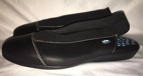 Cloud Black European Leather Sling back Comfort Shoes Mini Wedge Size US 9 M - Picture 6 of 16