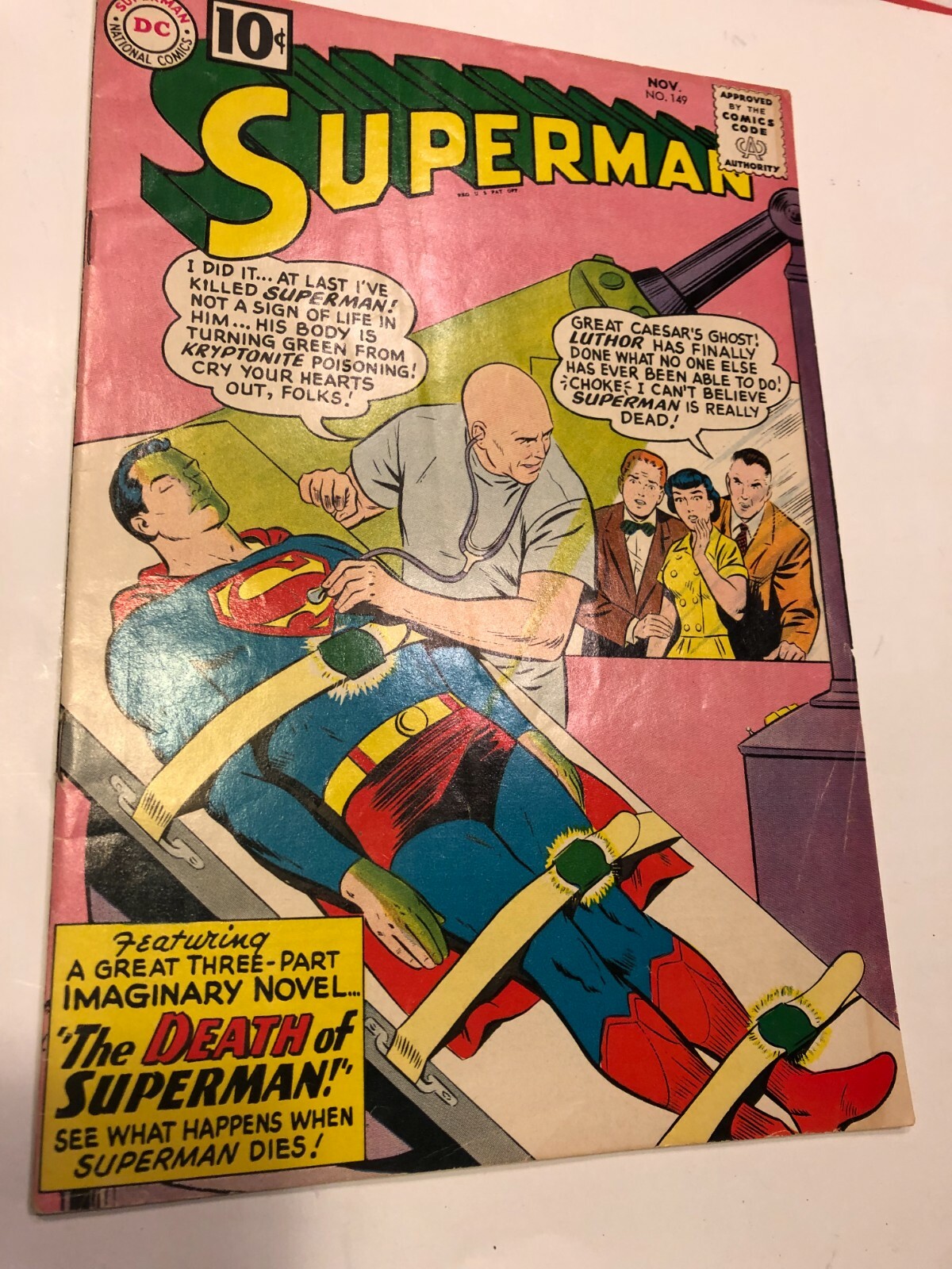 FIRST DEATH OF SUPERMAN #149 DC COMICS, HIGH QUALITY, 10 CENT, 1961, LEX LUTHOR! | eBay FIRST DEATH OF SUPERMAN #149 DC COMICS, HIGH QUALITY, 10 CENT, 1961, LEX LUTHOR! | eBay