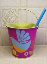 OHIO ART SAND PAIL W/SHOVEL DOVE FLOWERS 70'S NEW OLD STOCK TOY