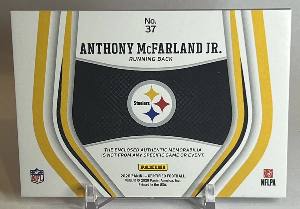 Anthony McFarland JR. /199 RC New Generation Patch 2020 Certified #37 Steelers - Image 2 of 4