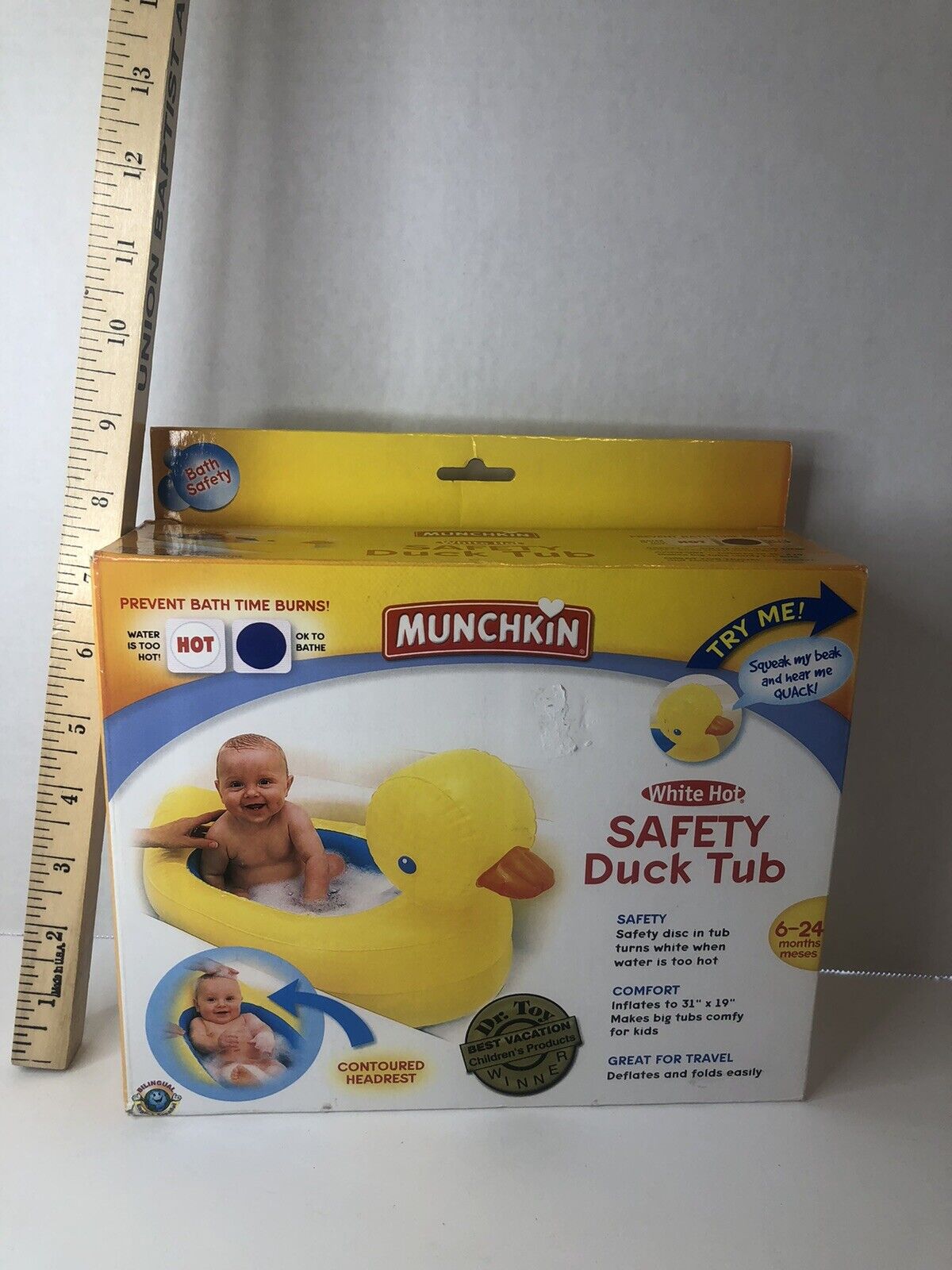 Munchkin Inflatable Safety Duck Tub Bath 31” X 19” 6-24 Months