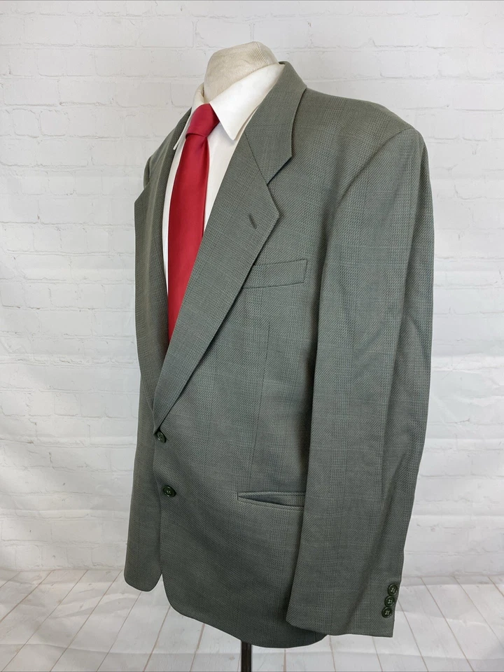 Blazer de lana a cuadros gris oliva Mani para hombre 42R $1,295 Foto 3 de 4