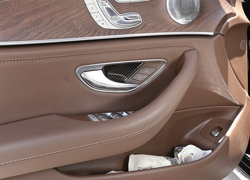 For Benz E-Class W213 2016-2021 ABS Carbon Fiber Inner Door Bowl Cover Trim 4PCS - Picture 2 of 8