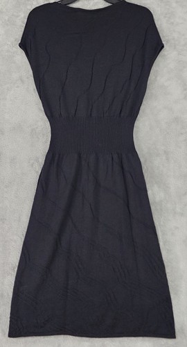 Jaeger Dress Womens Small Black Wool Silk Short Sleeve Midi Made In Italy - Picture 2 of 10