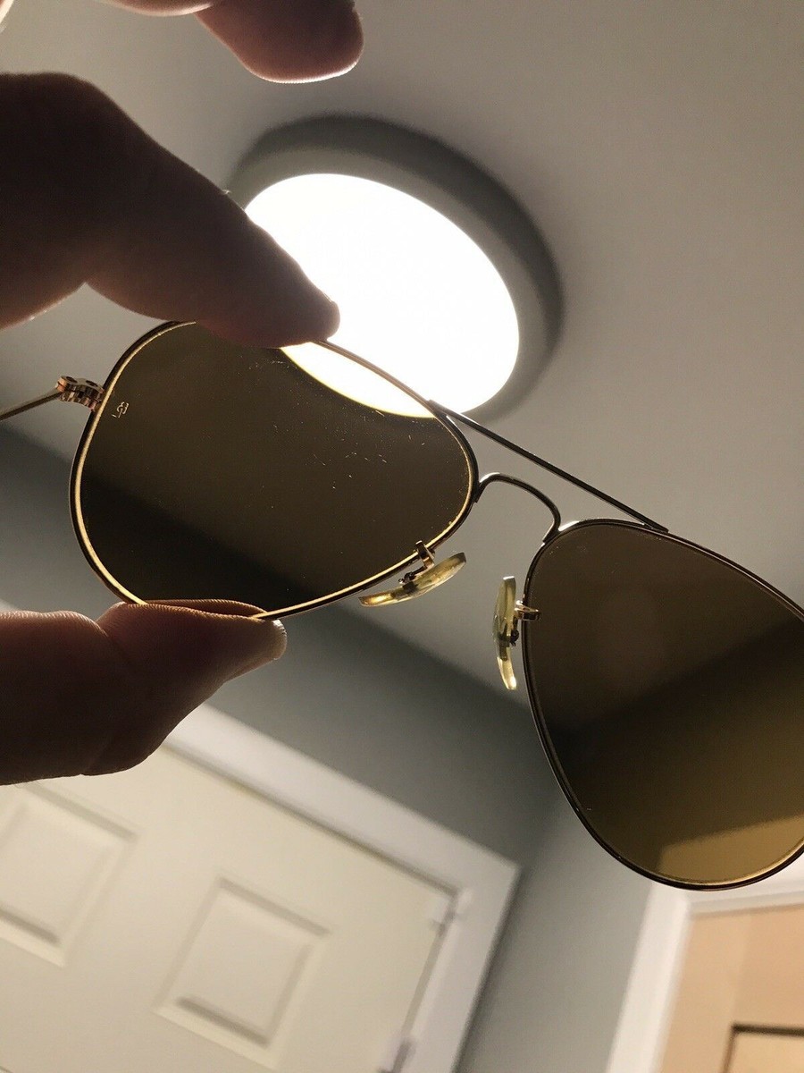 Ray Ban Chromax Bausch and Lomb W1661 WNAS Gold Aviator Sunglasses