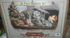 Vintage Grandeur Nativity Set Collector's Edition Porcelain Christmas 10 Pc