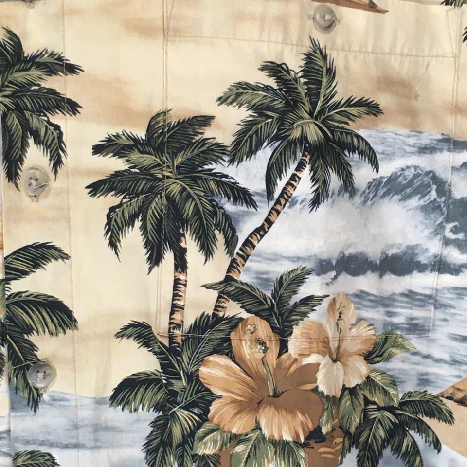 Campia Moda Vintage 90’s Golden Tropical Ocean Sunset Hawaiian Shirt. Men’s L - Image 3 of 4