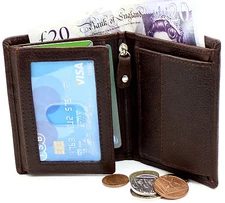 Starhide Mens Soft Oiled Brown Leather Wallet With Zip & Flap Coin Pocket 1105