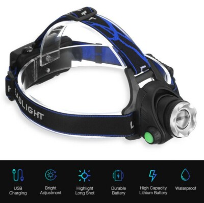 THL2019 LED HEADLAMP RECHARGEABLE HEADLIGHT ZOOMABLE HEAD TORCH LAMP FLASHLIGHT