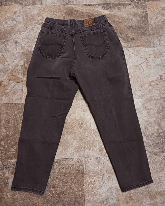 Vintage Lee Riveted Denim Jeans Women's Size 14 Petite Made in USA Faded Black