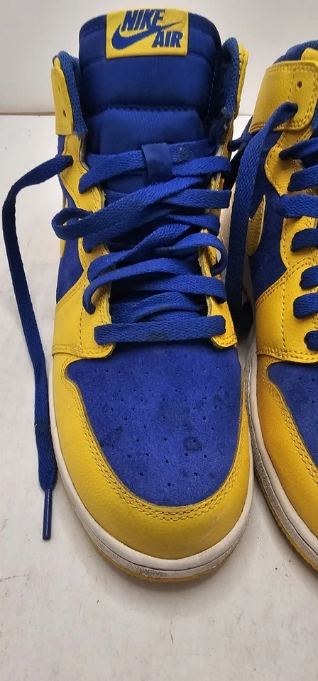  Nike Air Jordan Retro 1 Alto OG Amarillo Laney Talla 6Y Azul 2013 575441 707 (E3) Foto 2 de 4