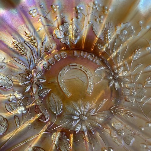 Antique Carnival Glass Good Luck Marigold Amethyst Northwood Edge Bowl VTG - Picture 8 of 14