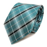 Tigertie Designer Seidenkrawatte TüRkis Mint GrüN Silber Schwarz Gestreift