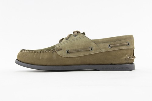 Sperry x J. Zapato de barco de cuero de 3 ojos para tripulación parte superior oliva sider limitado $110 - Imagen 2 de 10