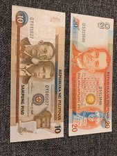 PHILIPPINES BANKNOTES1998 ( CIRC) & 2002 (UNC) 10 & 20 PISO