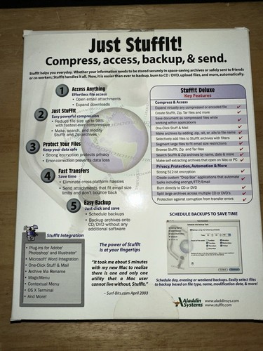 StuffIt Deluxe 8.0 Aladdin Systems Compression Solution For Macintosh Mac - Picture 3 of 4