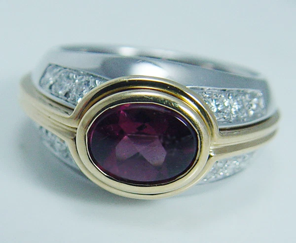 Authentique garde bague tourmaline diamant diamant tourmaline jaune et blanc or rose Gucci 18K