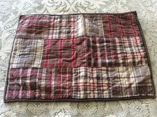 Pottery Barn Kids Standard Patchwork Pillow Sham Hand Stitched Red Brown Ivory